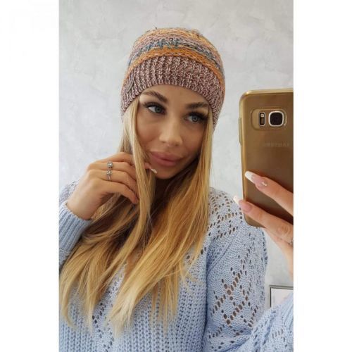 Cap with fleece Patrycja K254 mustard + brown