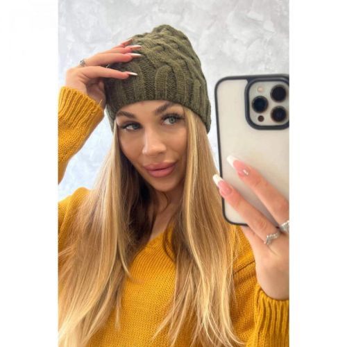 Cap with fleece Agnieszka K239 khaki