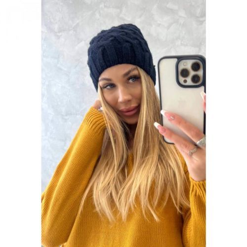 Cap with fleece Agnieszka K239 navy blue