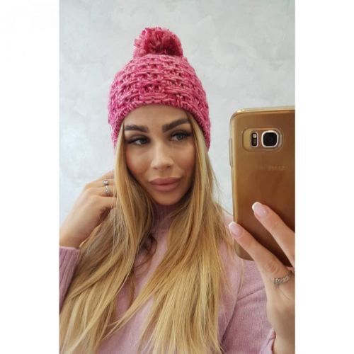 Cap with fleece Fiona K275 fuchsia + light powder pink