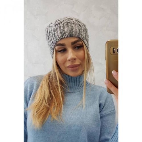 Cap with fleece Adela K282 light gray + purple