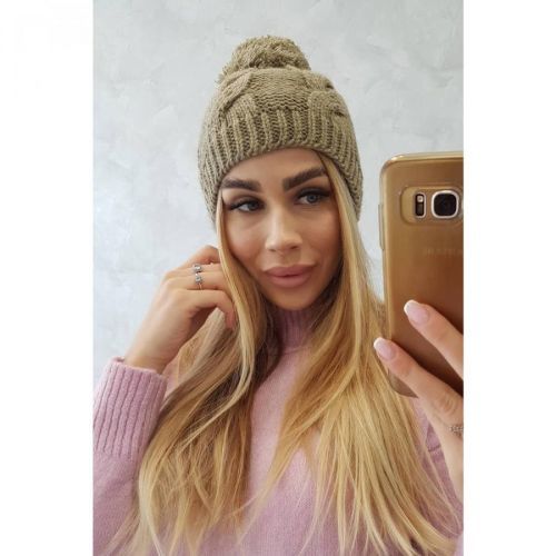 Cap with fleece Stefania K278 light khaki