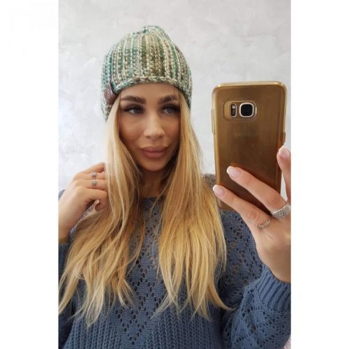 Cap with fleece Zoja K306 ecru + green