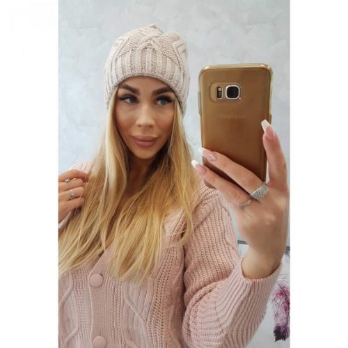 Cap with fleece Sylwia K244 light beige