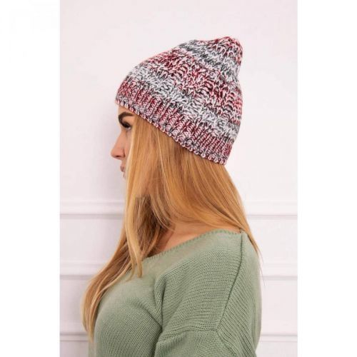 Cap with fleece Melisa K241 burgundy+gray
