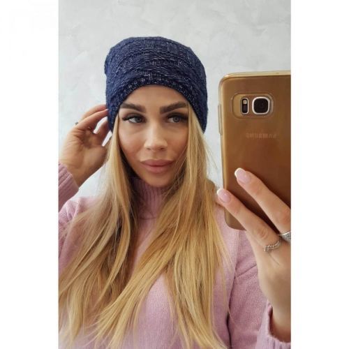 Cap with fleece Edyta K298 navy blue