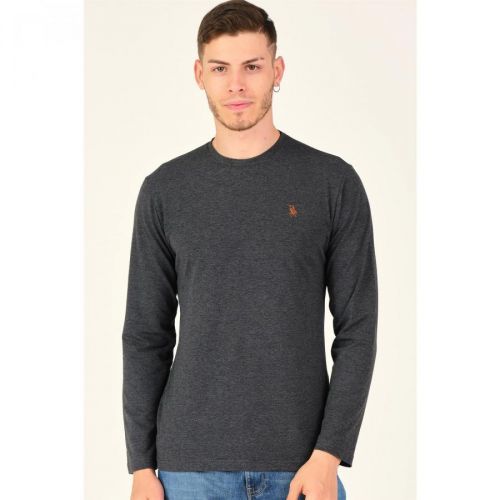 T8588 DEWBERRY BIKE COLLAR MEN'S SWEATSHIRT-DARK ANTHRACIC