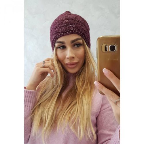 Cap with fleece Edyta K298 dark purple