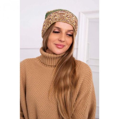 Cap with fleece Pola K267 green + yellow neon