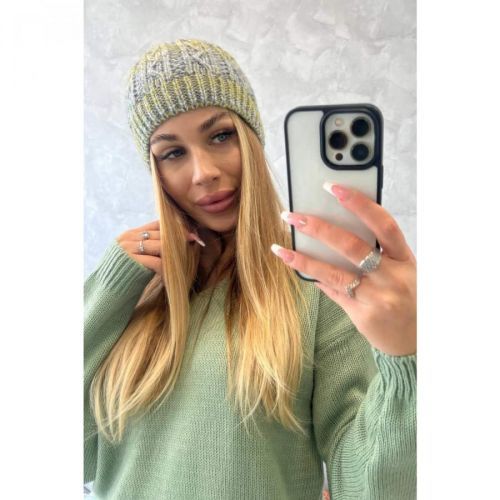 Cap with fleece Melisa K241 gray+olive