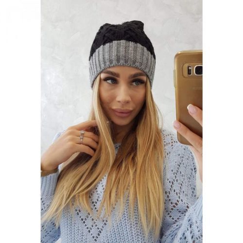 Cap with fleece Bibiana K264 dark gray + black