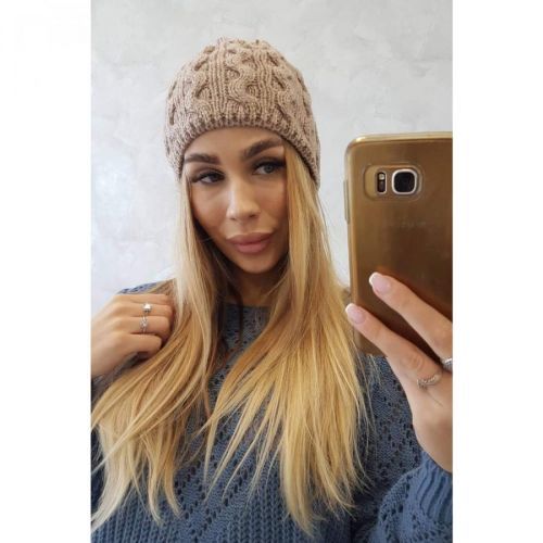 Cap with fleece Teresa K285 dark beige