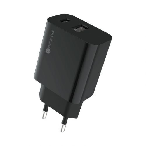 Sturdo Mini sieťová nabíjačka 20W, Power Delivery + Quick Charge 18W, čierna