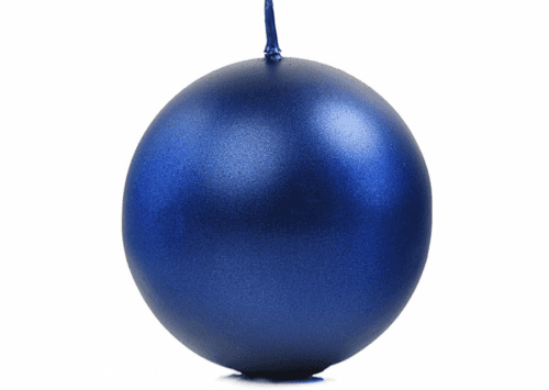 PartyDeco Sviečka - guľa metalická modrá 8 cm