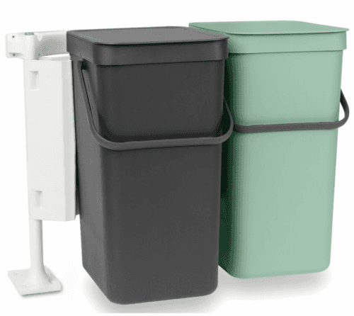 Zabudovateľný odpadkový kôš SORT & GO Brabantia šedý/zelený 2 x 16 l