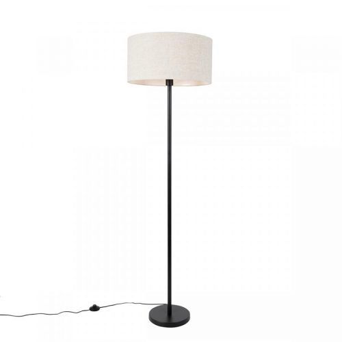 Vloerlamp zwart met kap lichtgrijs 50 cm - Simplo