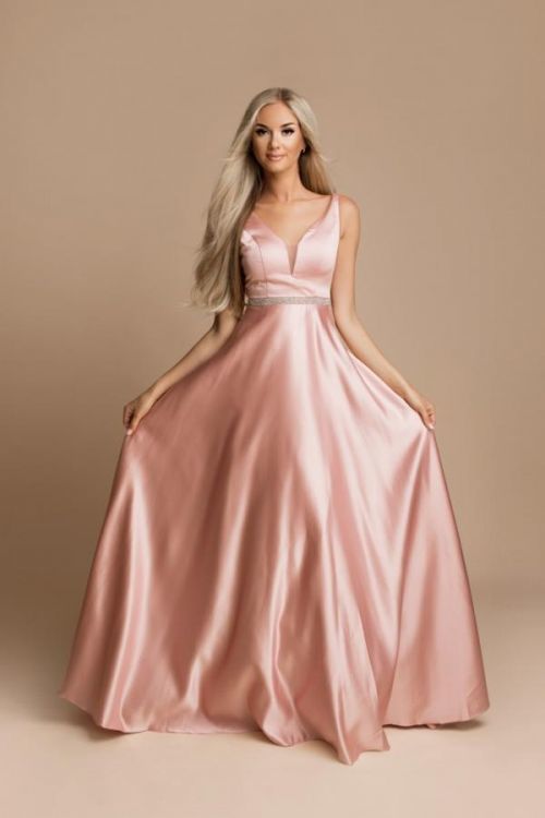 Ružové spoločenské šaty s kamienkami Veľkosť: S