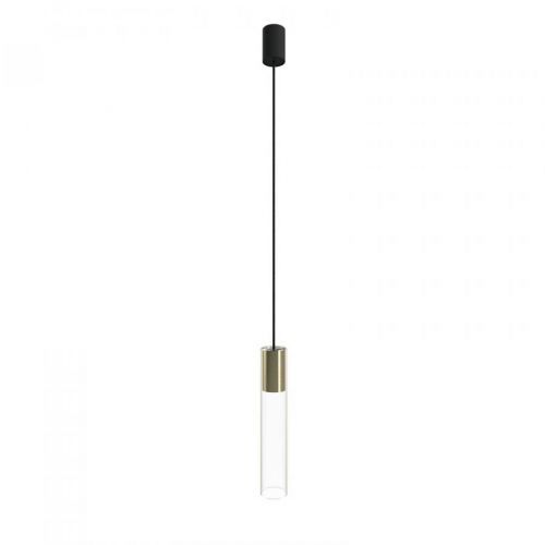 Závesné svietidlo Cylinder, číra/mosadzná, 35 cm