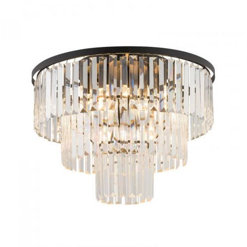 Stropné svietidlo Cristal, priehľadná/čierna Ø56cm