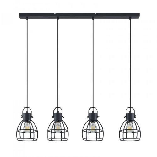 Lindby Flintos závesná lampa, 4-plameňová, čierna