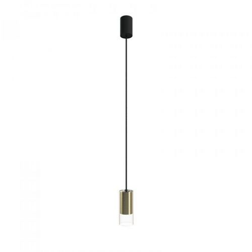 Závesné svietidlo Cylinder, číra/mosadzná, 15 cm