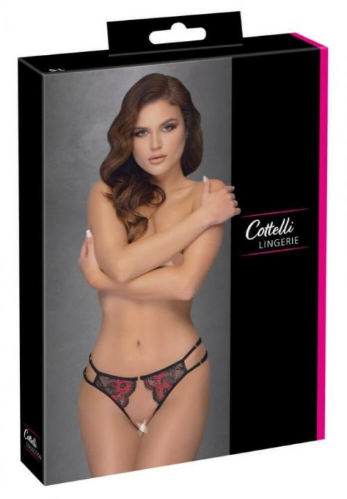 Cottelli - pink, lace, open women's bottom (red-black)