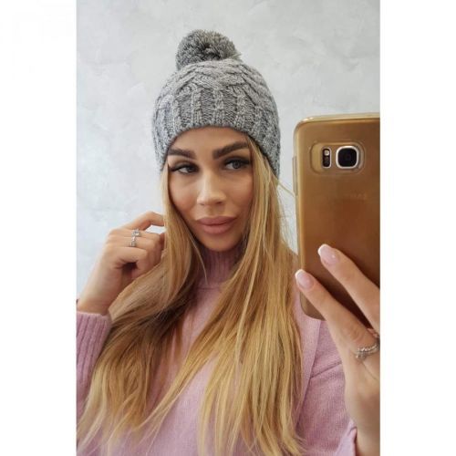 Cap with fleece Waleria K307 dark gray