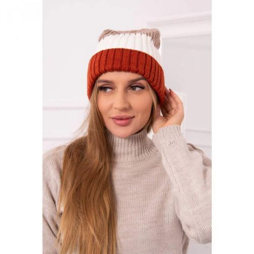 Cap with fleece Bojana K265 foxy+ecru+beige