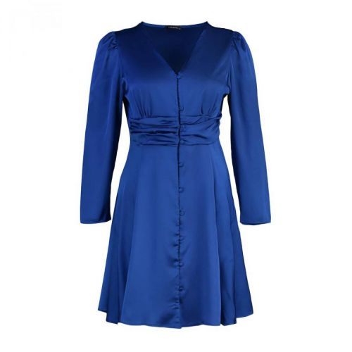 Trendyol Curve Indigo Polka Dot Button Detailed Satin Woven Dress