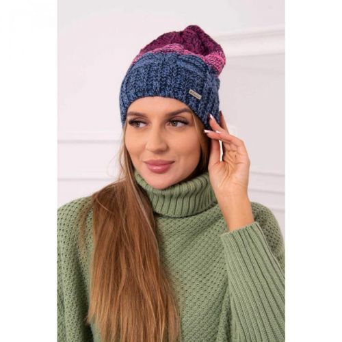 Cap with fleece Dolores K303 jeans+pink+dark purple