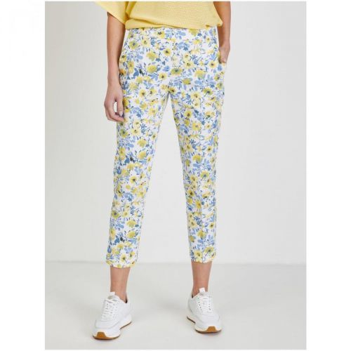White Women's Shortened Flowered Trousers ORSAY - Ladies