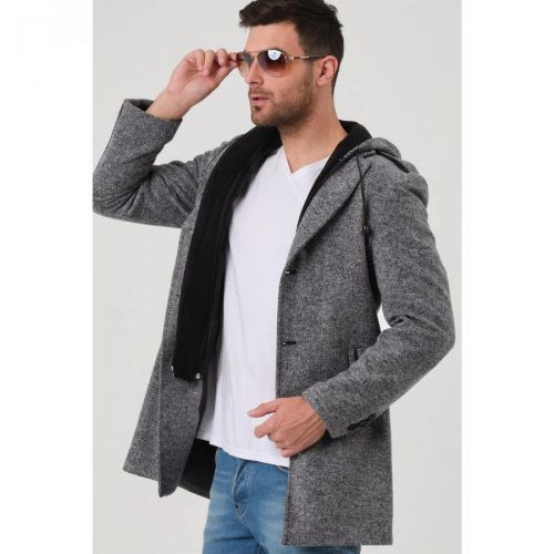 PLT8406 DEWBERRY MEN'S COAT-PATTERNED GREY