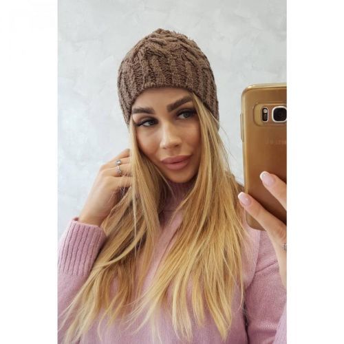 Cap with fleece Waleria K307 cappuccino