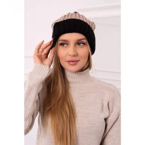 Cap with fleece Bojana K265 black+beige+cappuccino