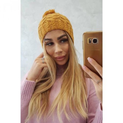 Cap with fleece Waleria K307 mustard