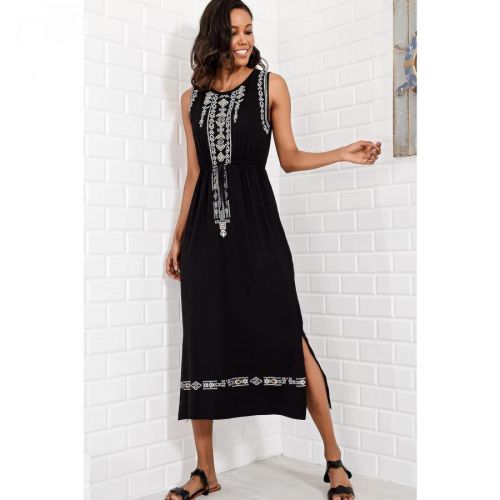 Trend Alaçatı Stili Women's Black Embroidery Printed Bohemian Dress