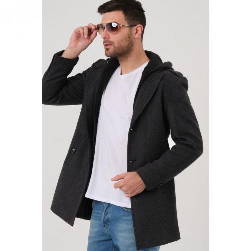 PLT8406 DEWBERRY MEN'S COAT-PATTERNED ANTHRACITE
