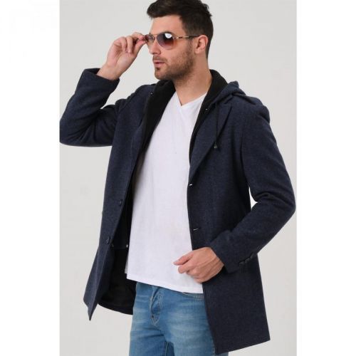PLT8406 DEWBERRY MEN'S COAT-PATTERNED BLUE
