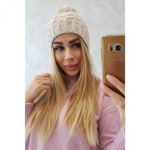 Cap with fleece Waleria K307 light beige