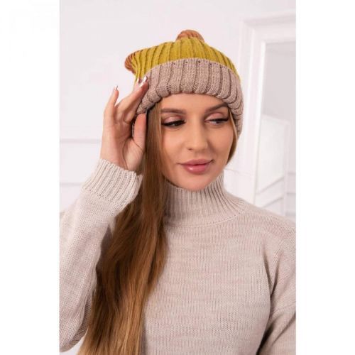 Cap with fleece Bojana K265 beige+kiwi+camel