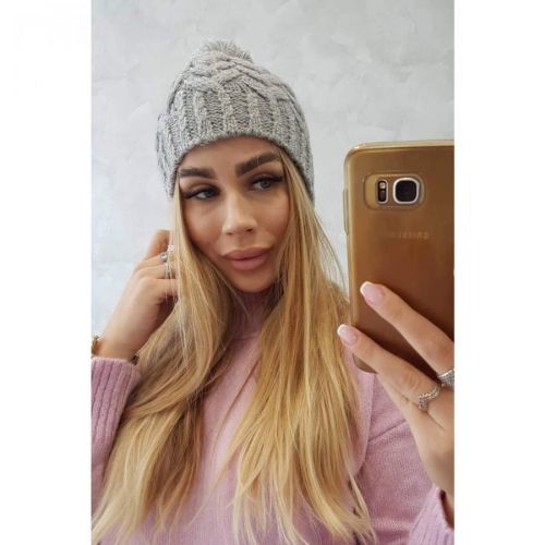 Cap with fleece Waleria K307 light gray