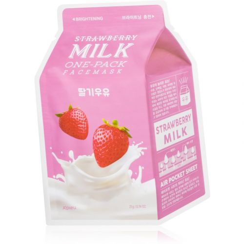 A'pieu One-Pack Milk Mask Strawberry rozjasňujúca plátienková maska 21