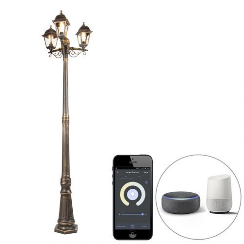 Smart lantaarn antiek goud 3-lichts IP44 incl. Wifi ST64 - Capital