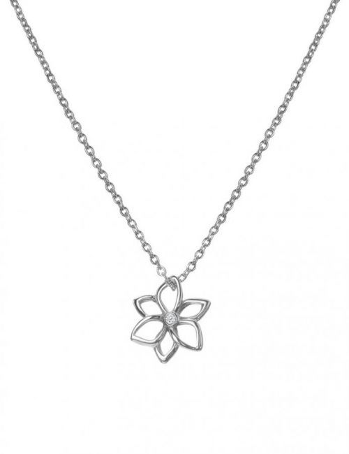 Hot Diamonds Jemný strieborný náhrdelník s diamantom Kytička Diamond Amulets DP894