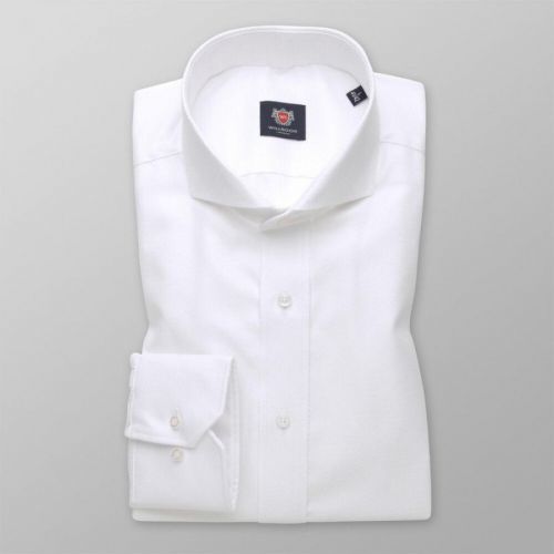 Elegantná pánska košelľa slim fit bielej farby s jemným vzorom 14712