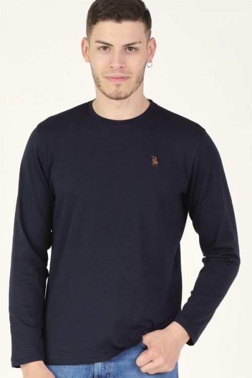 T8588 DEWBERRY BIKE COLLAR MEN'S SWEATSHIRT-LACİVERT