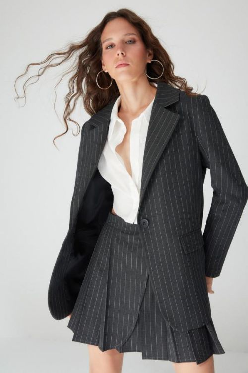 Trendyol Limited Edition Black Striped Blazer Jacket