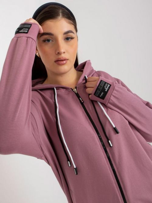 Dusty pink plus size zip up hoodie with a print on the back