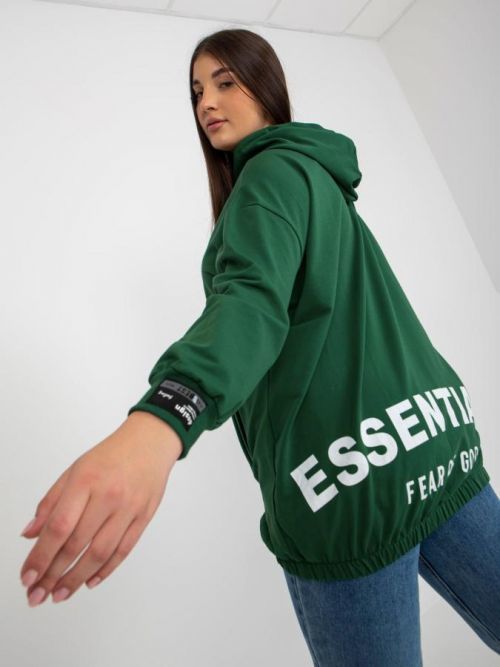 Dark green plus size zip up hoodie