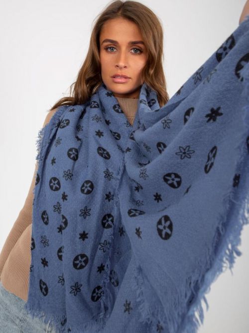 Women's dark blue patterned scarf